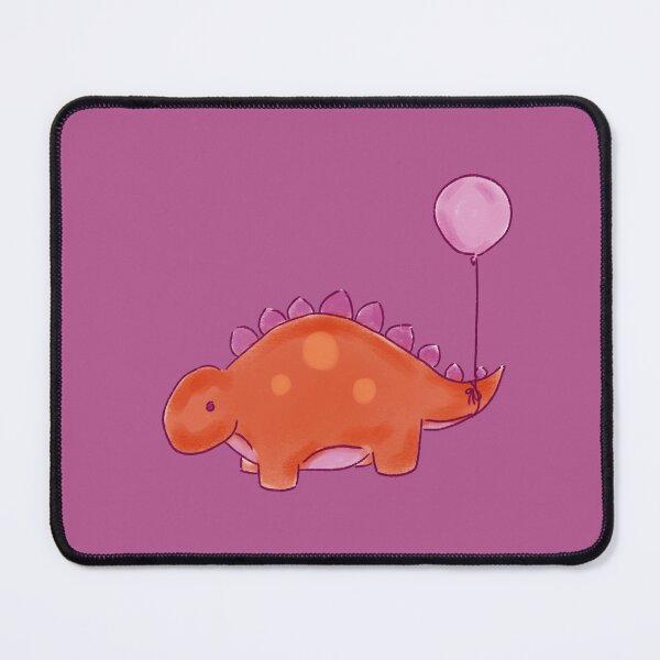 Item preview, Orange/Magenta Stegosaurs Dinosaur with a Pink Balloon Drawing designed and sold by SChristineBrink.