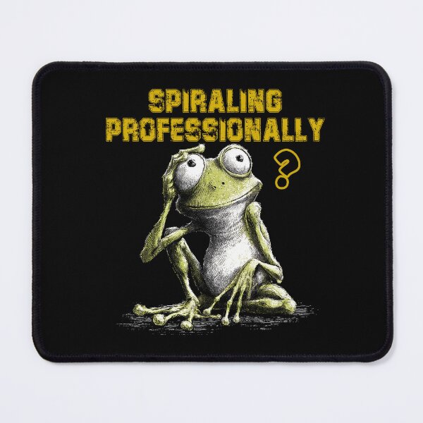 Item preview, Spiraling Professionally – Funny Frog Burnout Meme for Overthinkers designed and sold by WakaWakoStudio.