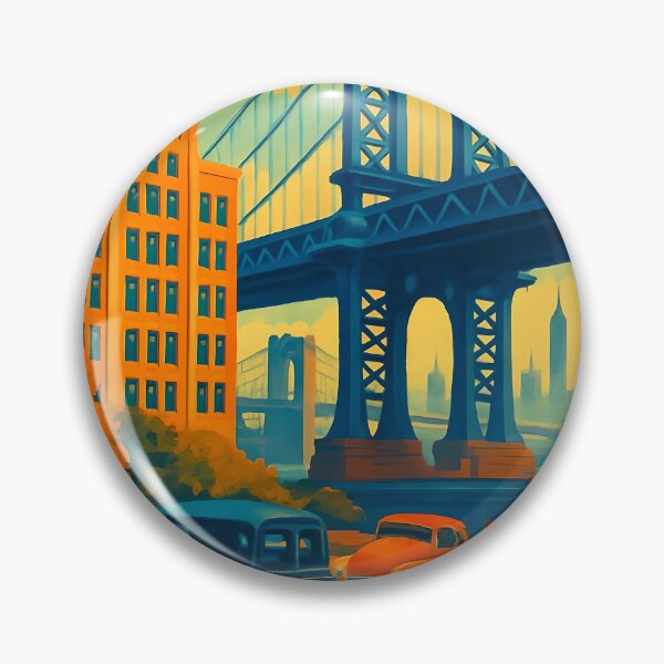 Item preview, DUMBO Brooklyn – Retro-Style Illustration with Manhattan Bridge and Classic NYC Vibe designed and sold by TheNumbersGeek.