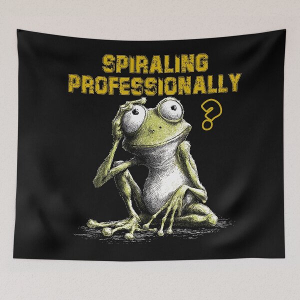 Item preview, Spiraling Professionally – Funny Frog Burnout Meme for Overthinkers designed and sold by WakaWakoStudio.