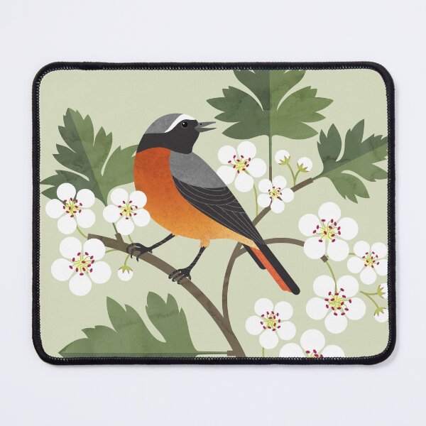 Item preview, Common Redstart on Hawthorn Flowers designed and sold by littleclyde.