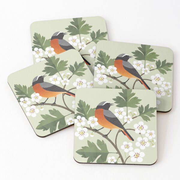 Item preview, Common Redstart on Hawthorn Flowers designed and sold by littleclyde.