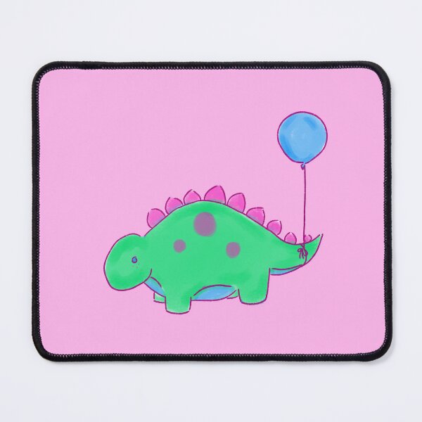 Item preview, Green/Blue/Pink Stegosaurs Dinosaur with a Blue Balloon Drawing designed and sold by SChristineBrink.