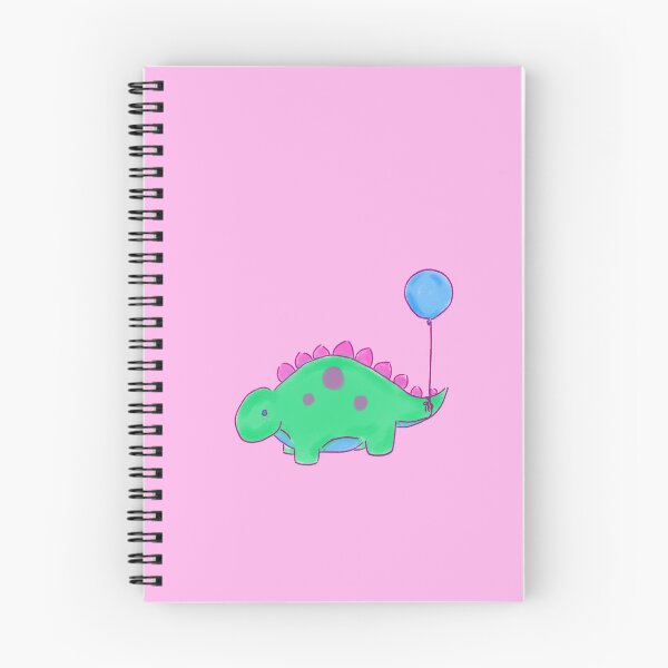 Item preview, Green/Blue/Pink Stegosaurs Dinosaur with a Blue Balloon Drawing designed and sold by SChristineBrink.