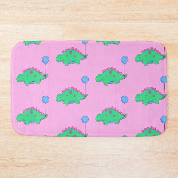 Item preview, Green/Blue/Pink Stegosaurs Dinosaur with a Blue Balloon Drawing designed and sold by SChristineBrink.