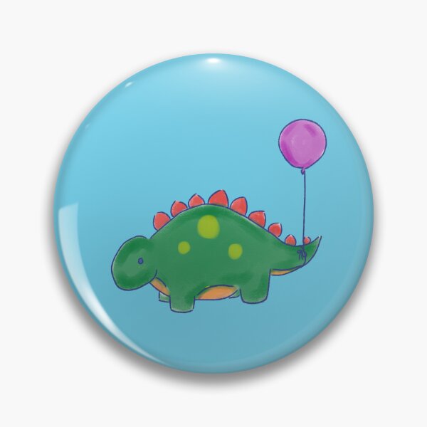Item preview, Green/Orange/Yellow/Red Stegosaurs Dinosaur with a Purple Balloon Drawing designed and sold by SChristineBrink.