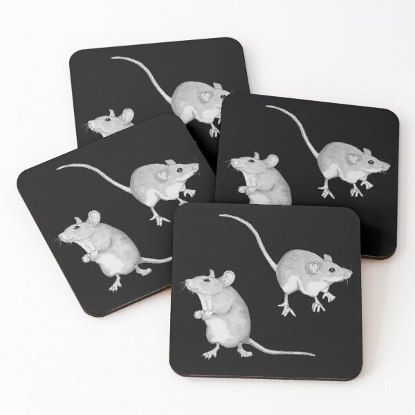 Item preview, Two Mice with Long Tails on Black, Pencil Drawing, Rodents designed and sold by JoyfulWhimsy.