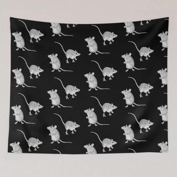 Item preview, Two Mice with Long Tails on Black, Pencil Drawing, Rodents designed and sold by JoyfulWhimsy.