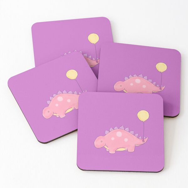 Item preview, Pink/Yellow/Purple Stegosaurs Dinosaur with a Yellow Balloon Drawing designed and sold by SChristineBrink.