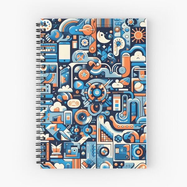 Aperçu de l'œuvre Art technologique géométrique dynamique avec des icônes futuristes créée et vendue par FusionGaze.