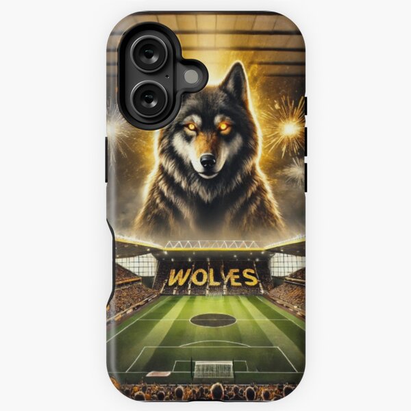 Vista previa del artículo con la obra «El gigante de los Wolves, el Lobo sobre Molineux – Arte del Wolverhampton Wanderers FC», diseñado y vendido por Final Whistle Art.