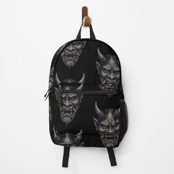 Item preview, Japanese Demon Mask Illustration – Oni Face with Red Eyes and Horns Gothic Art designed and sold by HAFIZ-DP.