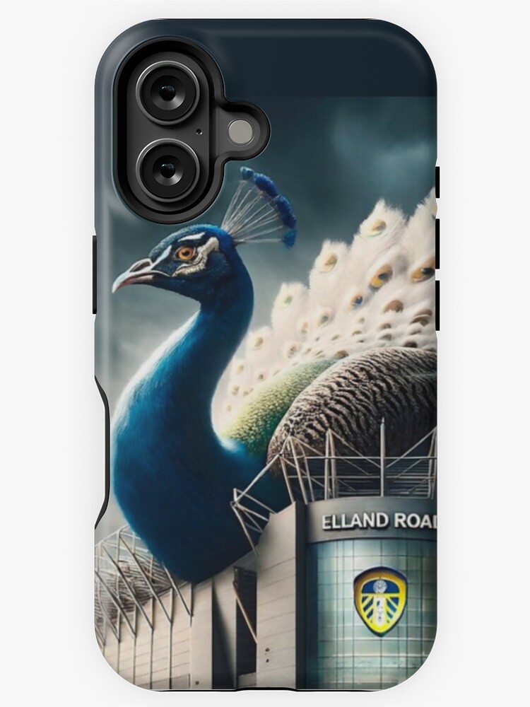 Thumbnail 1 of 4, iPhone Case, Elegant Leeds United Peacock: Elland Road in Stormy Majesty designed and sold by parkinsm2012.