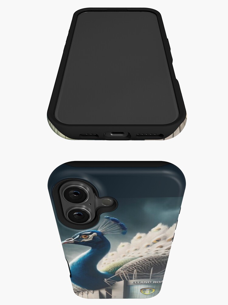 Thumbnail 3 of 4, iPhone Case, Elegant Leeds United Peacock: Elland Road in Stormy Majesty designed and sold by parkinsm2012.