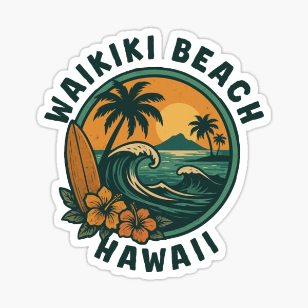 Item preview, Waikiki Beach – Hawaii (with Navy Blue Lettering) designed and sold by VelvetRoom.