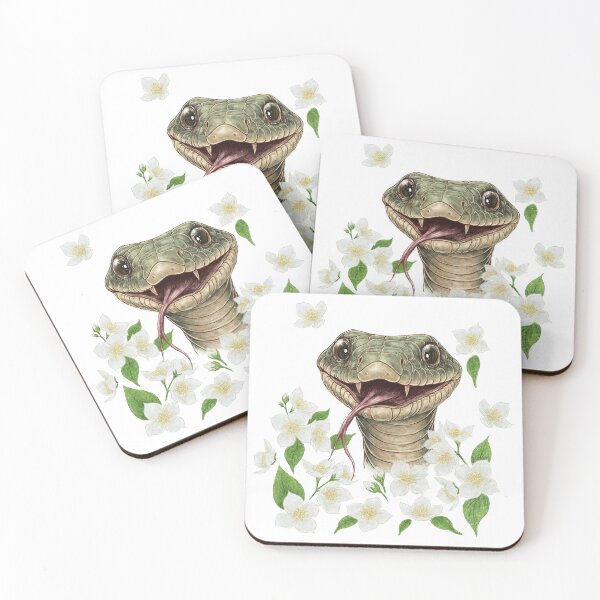 Item preview, A happy snake in Jasmine flowers, Funny animals, designed and sold by ArtbySvetik.