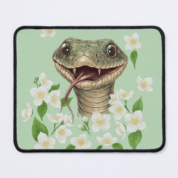 Item preview, A happy snake in Jasmine flowers, Funny animals, designed and sold by ArtbySvetik.