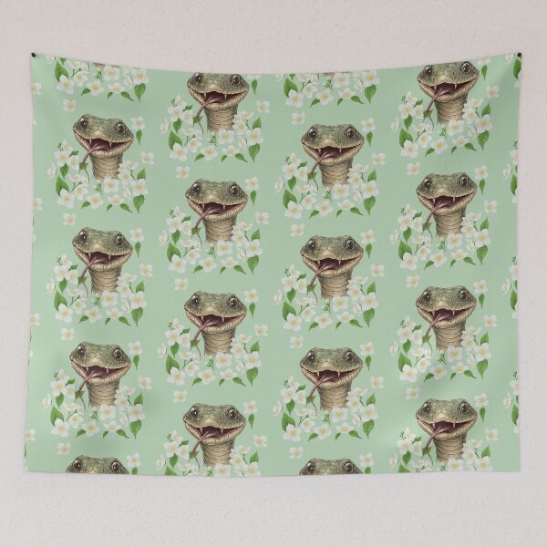 Item preview, A happy snake in Jasmine flowers, Funny animals, designed and sold by ArtbySvetik.