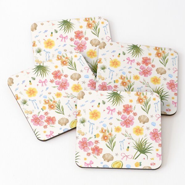Item preview, Tropical Coastal Hand Drawn Flowers & Seashells Summer Beach designed and sold by lovelyvibezzzz.