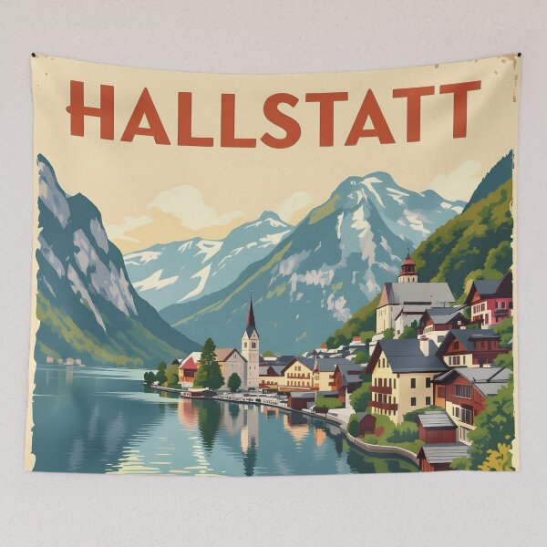 Item preview, Hallstatt: Vintage Alpine Lakeside Poster designed and sold by LSVart.
