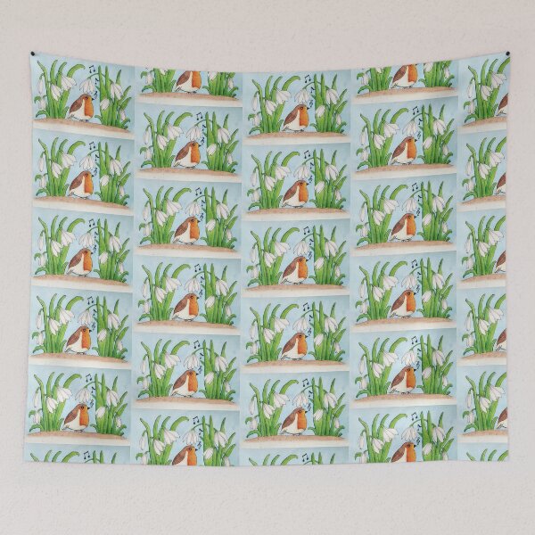 Item preview, Singing Robin and Snowdrops  designed and sold by Paintedhues.