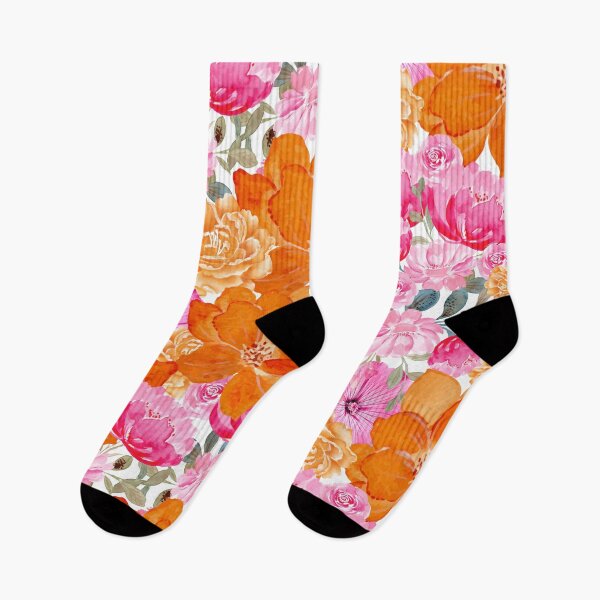 Item preview, Bold Watercolor Floral Pattern – Pink & Orange Bloom Garden Design designed and sold by lovelyvibezzzz.