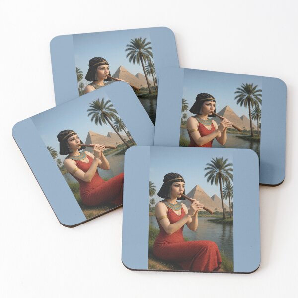 Item preview, Ancient Egyptian musical woman playing flute designed and sold by TuyaArts.
