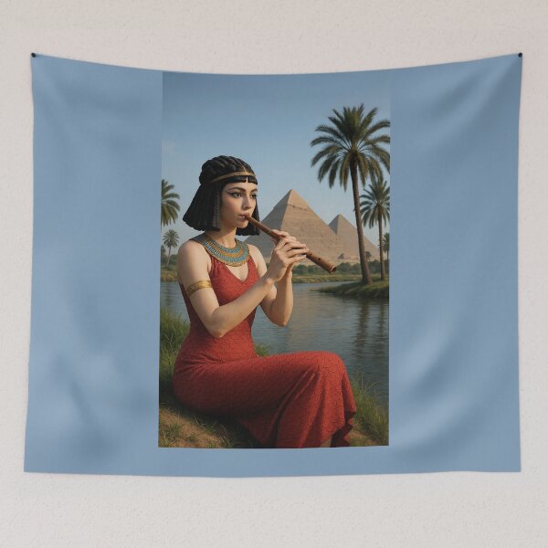 Item preview, Ancient Egyptian musical woman playing flute designed and sold by TuyaArts.