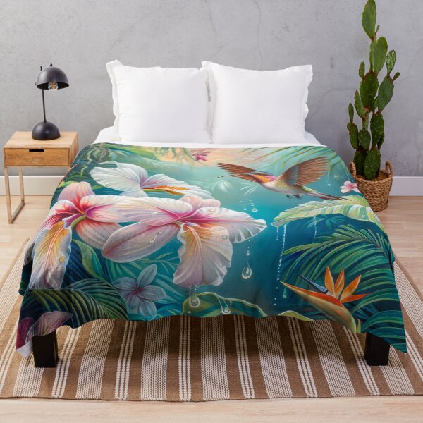 Item preview, Hummingbird Tropical Forest – Vibrant Botanical Art with Exotic Leaves designed and sold by MargaretWiktor.
