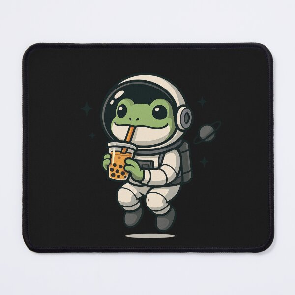 Item preview, Astronaut Frog with Bubble Tea – Cute Space Frog Design designed and sold by ColorSplash123.