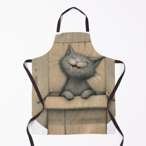 Item preview, Joyful Gray Cat in Cardboard Box designed and sold by ForeverPrintsOK.