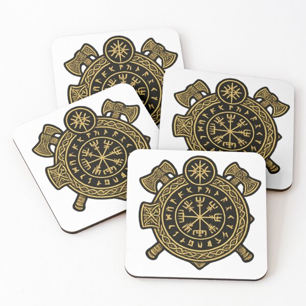 Item preview, Vegvísir with runes and axe's  designed and sold by The lucky Hippy.