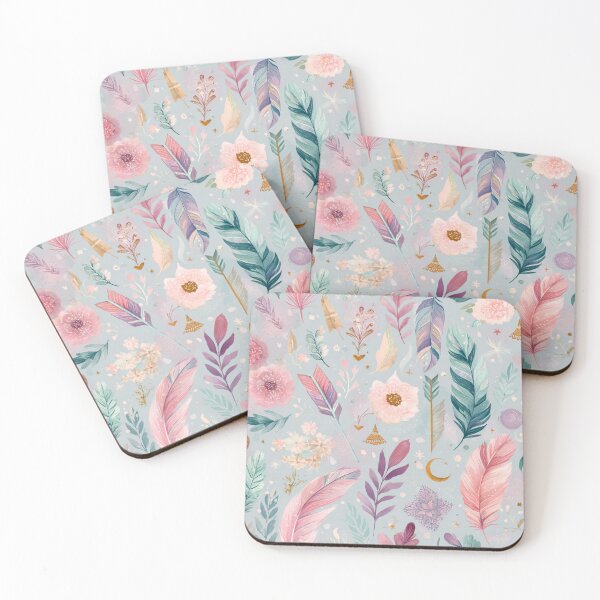Item preview, Boho Watercolor Feather and Floral Pattern – Pastel Seamless Design for Bohemian Style Lovers designed and sold by AnnaAdum.