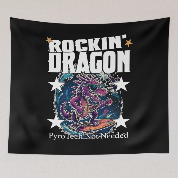 Item preview, ROCKIN DRAGON PYRO TECH NOT NEEDED fantasy Rock god dragon shredding hard designed and sold by Jt41.