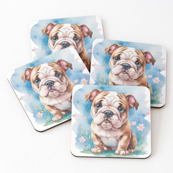Item preview, "Adorable Bulldog Puppy in Watercolor with Flowers" designed and sold by STmez Design.