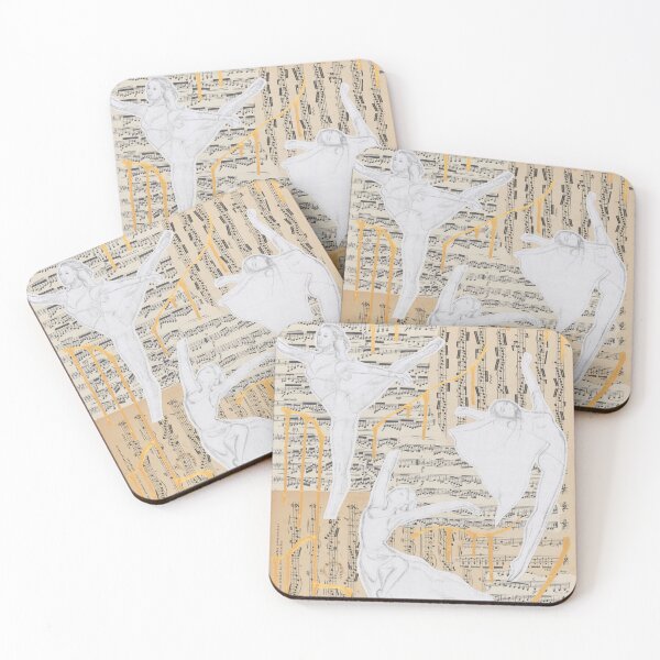 Item preview, “Song and Dance”, sheet music and figure sketches collage designed and sold by emmalyonsart.