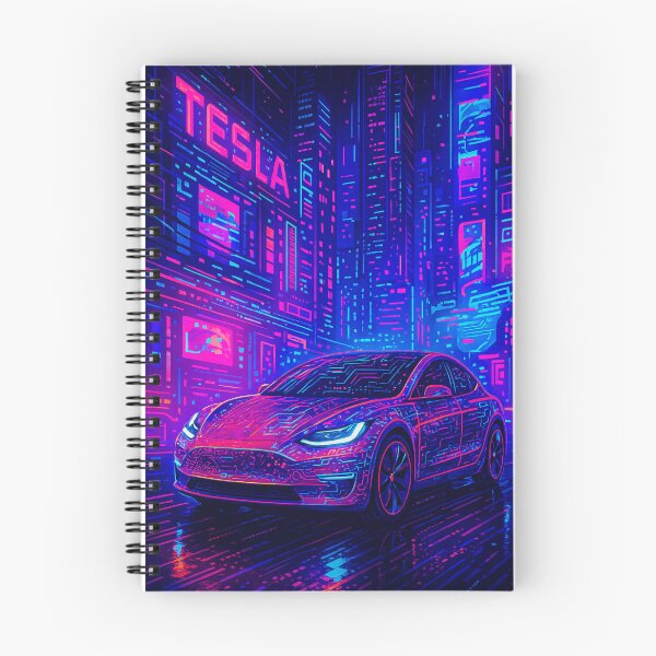 Item preview, Futuristic Electric Car Glowing In Vibrant Cyberpunk Neon City Scene designed and sold by RevUpDesign.
