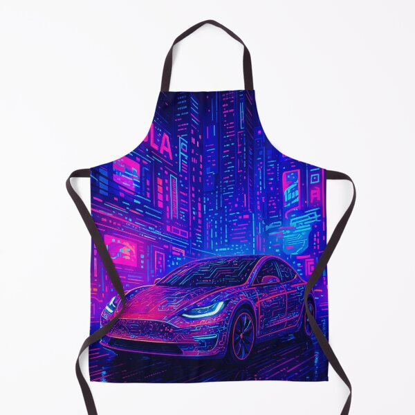 Item preview, Futuristic Electric Car Glowing In Vibrant Cyberpunk Neon City Scene designed and sold by RevUpDesign.