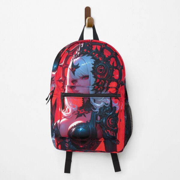 Item preview, Anime Girl Sexy Crimson Sun Priestess Defiant Gaze Black Armor Under Sacred Geometric Flames designed and sold by Gitanescal.