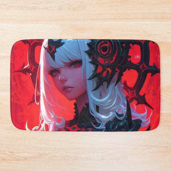 Item preview, Anime Girl Sexy Crimson Sun Priestess Defiant Gaze Black Armor Under Sacred Geometric Flames designed and sold by Gitanescal.