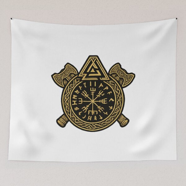 Item preview, Vegvísir with runes and Triquetra designed and sold by The lucky Hippy.