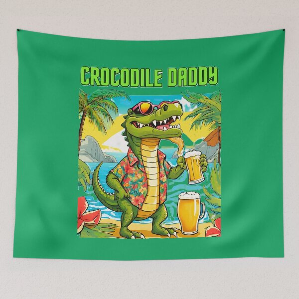 Item preview, Crocodile Daddy is on vacation drinking beer - "undercover Dundee" designed and sold by Atarac.