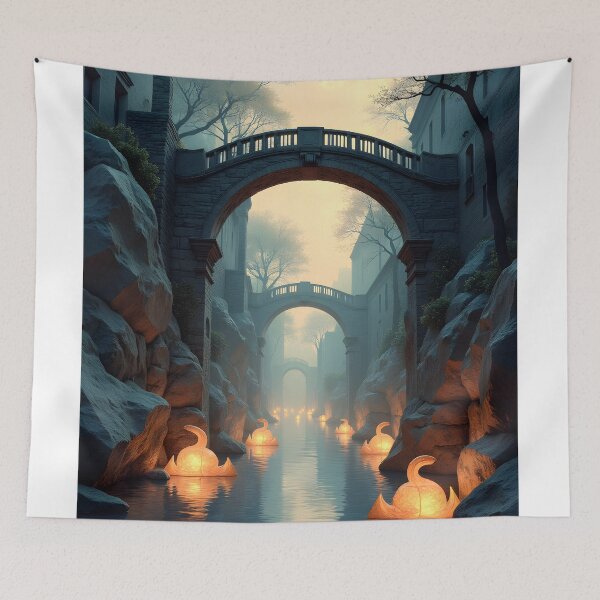 Item preview, Ethereal Bridges Over the Enchanted Canal designed and sold by oanaunciuleanu.