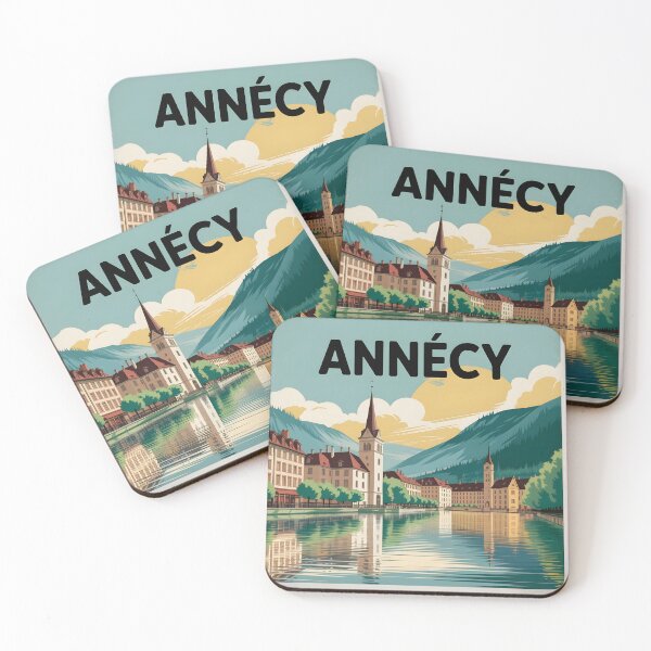 Item preview, Annecy Vintage Travel Poster: Painterly Charm of the French Alps designed and sold by LSVart.