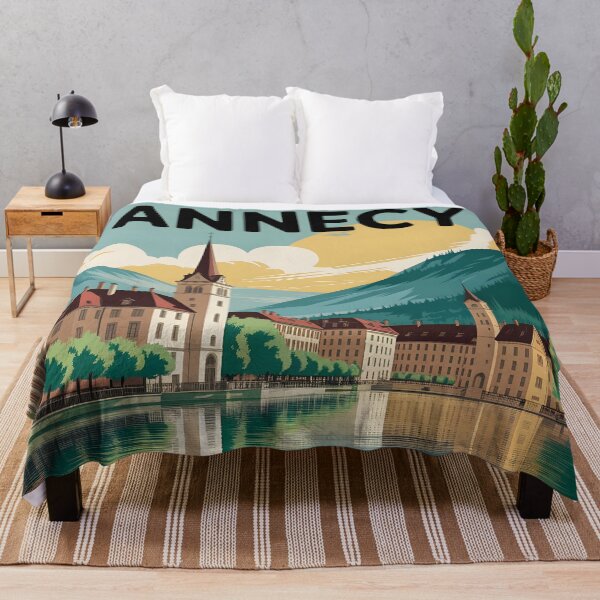 Item preview, Annecy Vintage Travel Poster: Painterly Charm of the French Alps designed and sold by LSVart.