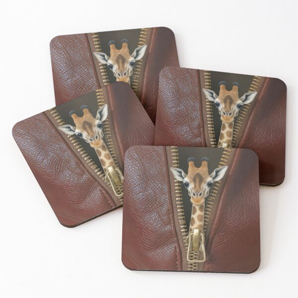 Item preview, Giraffe In a Zipper Opening In Leather designed and sold by Maria Dryfhout.
