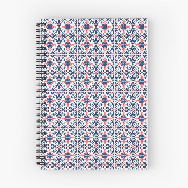 Aperçu de l'œuvre Azulejo portugais bleu et corail - Motif de carrelage inspiré du design créée et vendue par dmr studio.
