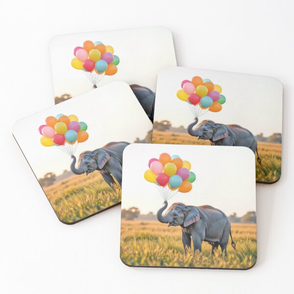 Item preview, Elephant Holding a Bouquet of Colorful Balloons designed and sold by Maria Dryfhout.