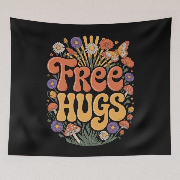 Item preview, Free Hugs Day Hugging Day Flower Hippie Retro Women Men Kids designed and sold by clothesy7.