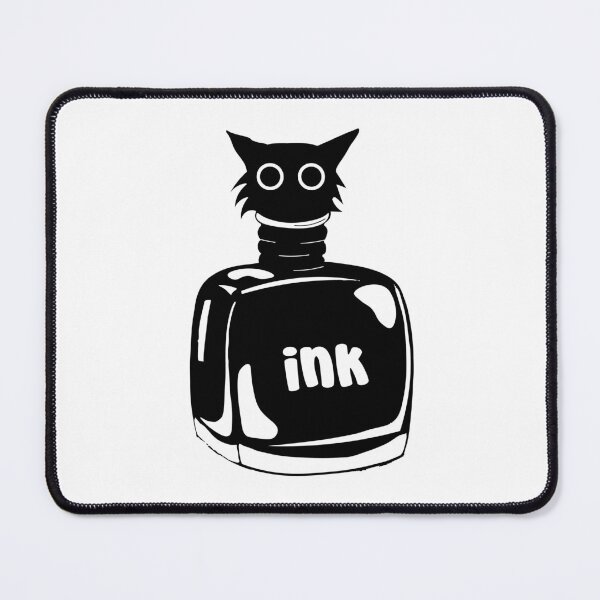 Item preview, Cute Cat in Ink Bottle – Funny Black and White Cartoon Drawing designed and sold by YouZzer.